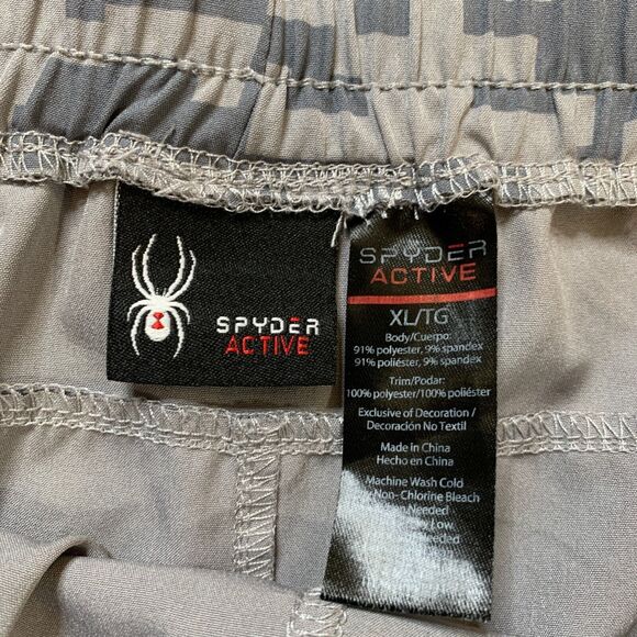 Spyder Active Shorts Mens XL Extra Large Grey Camo Drawstring Tie Elastic Waist - Picture 6 of 10